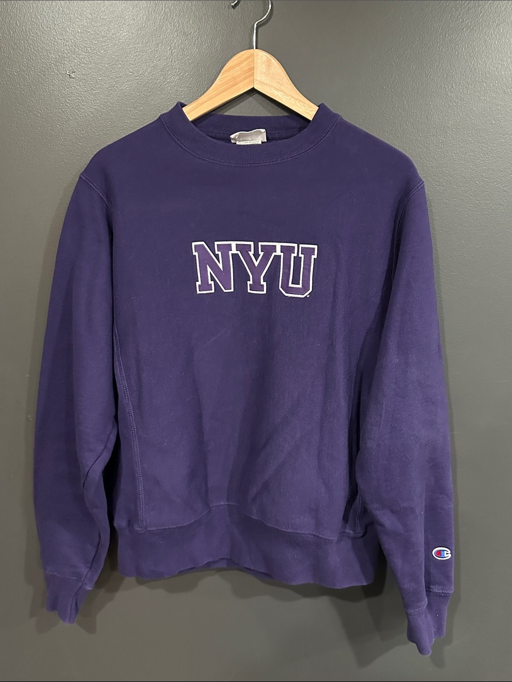 Champion Purple NYU Crewneck Sweatshirt